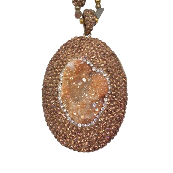 Handmade Druzy Gemstone Necklace – Sparkling Crystal Pendant, Boho Jewelry Gift - Picture 10 of 15